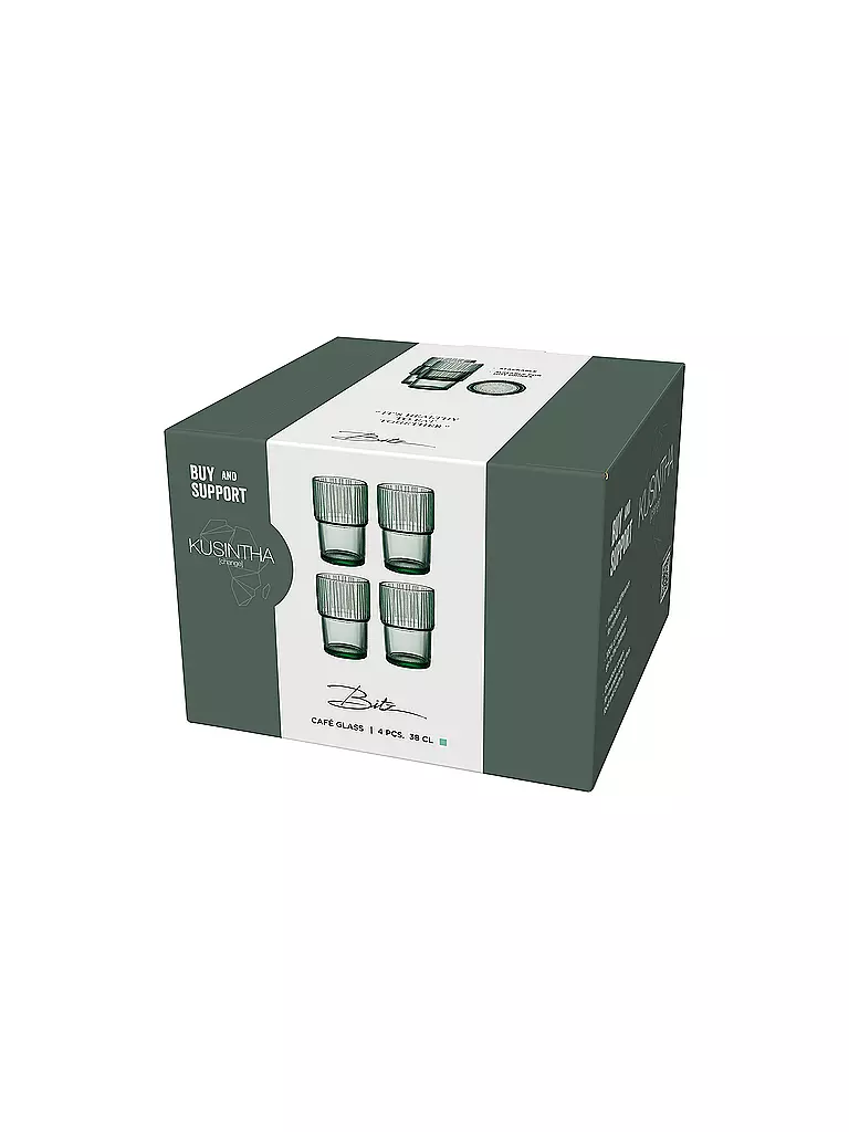 BITZ | Trinkglas KUSINTHA 4er Set 380ml Gruen | blau