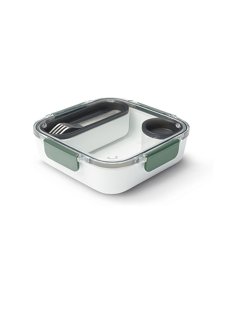 Lunchbox BLACK+BLUM Lebensmittelaufbewahrungsbehälter Gr B H L 20 cm x 6 cm x 20 cm grün (olive) Lunchboxen inklusive Innenbehälter und Saucenbecher 1000 ml