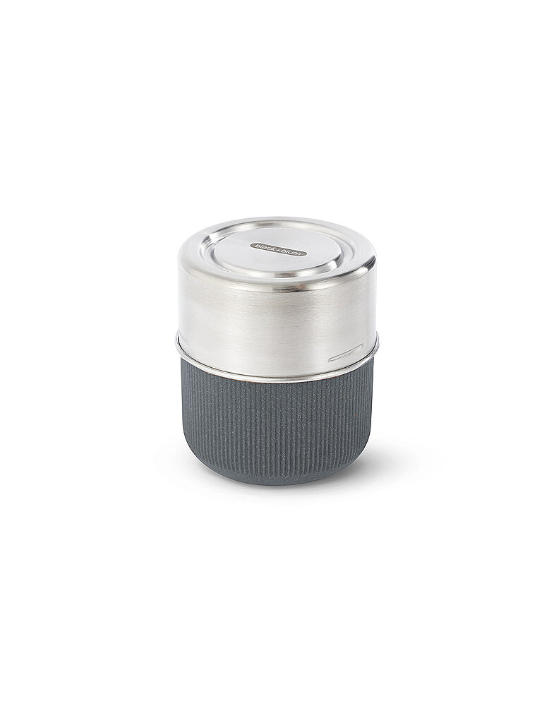 Lunchbox BLACK+BLUM grau (schiefer) B10cm H11cm L10cm Borosilikatglas Edelstahl Lebensmittelaufbewahrungsbehälter spülmaschinengeeignet mit Edelstahldeckel und Silikonschutzaufleger
