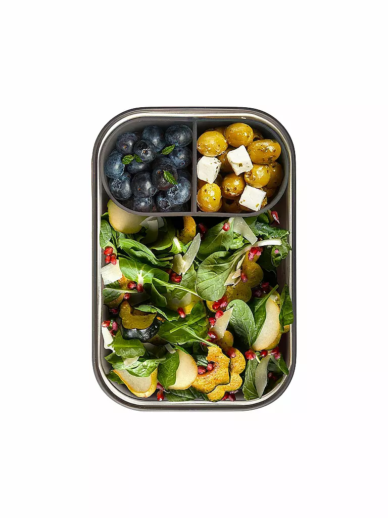 BLACK+BLUM | Frischhaltedose - Lunchbox gross 19x13,5cm Olive/Edelstahl | blau