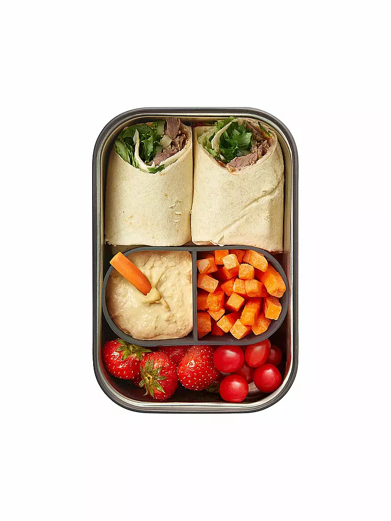 BLACK+BLUM | Frischhaltedose - Lunchbox gross 19x13,5cm Olive/Edelstahl | blau