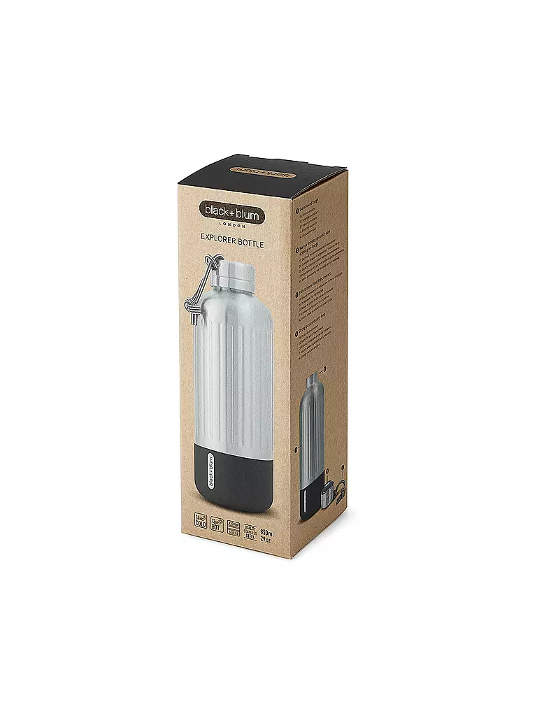 BLACK+BLUM | Isolierflasche EXPLORER 0,85l Schwarz/Edelstahl | olive