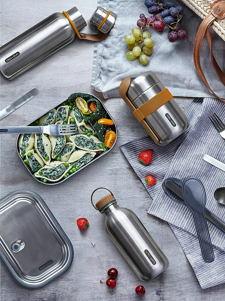 BLACK+BLUM | Thermosbehälter - Food Flask 400ml Orange/Edelstahl | olive