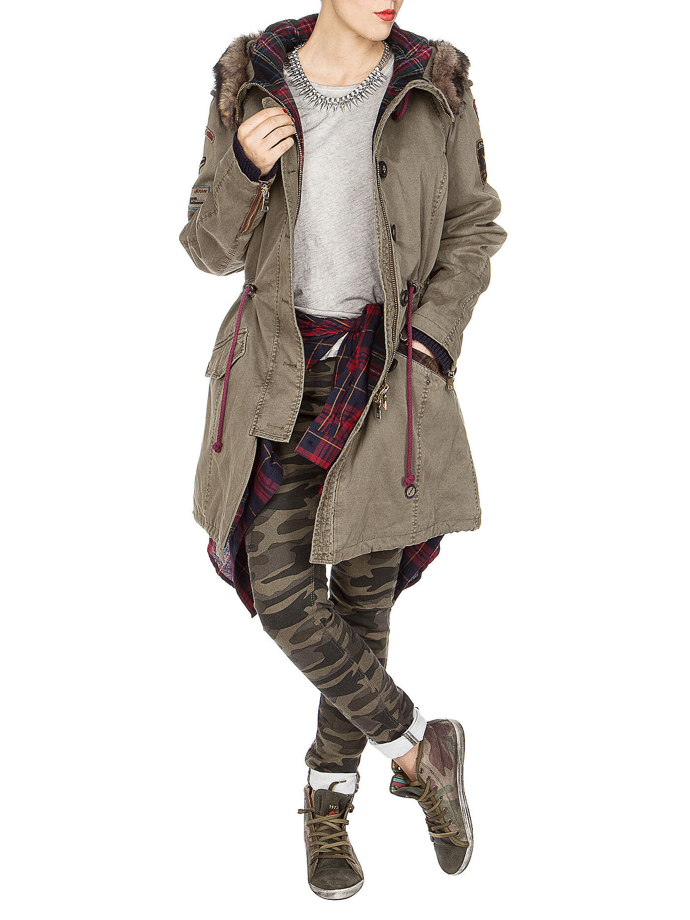 BLONDE NO.8 | Parka mit Patches Fakefur | 
