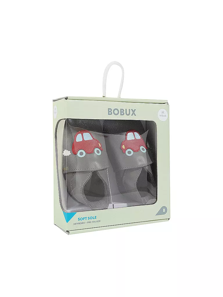 BOBUX | Baby Krabbel- und Hausschuhe AUTO | grau