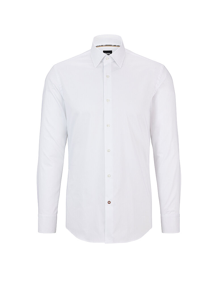 BOSS Herren H-HANK-C1-214 Slim-Fit Hemd aus bügelleichter Baumwoll-Popeline Weiß 39