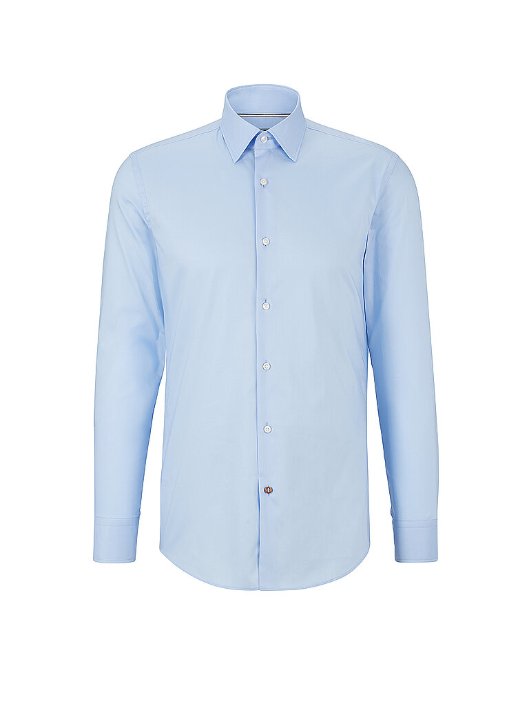 BOSS Herren H-HANK-C1-214 Slim-Fit Hemd aus bügelleichter Baumwoll-Popeline Hellblau 42