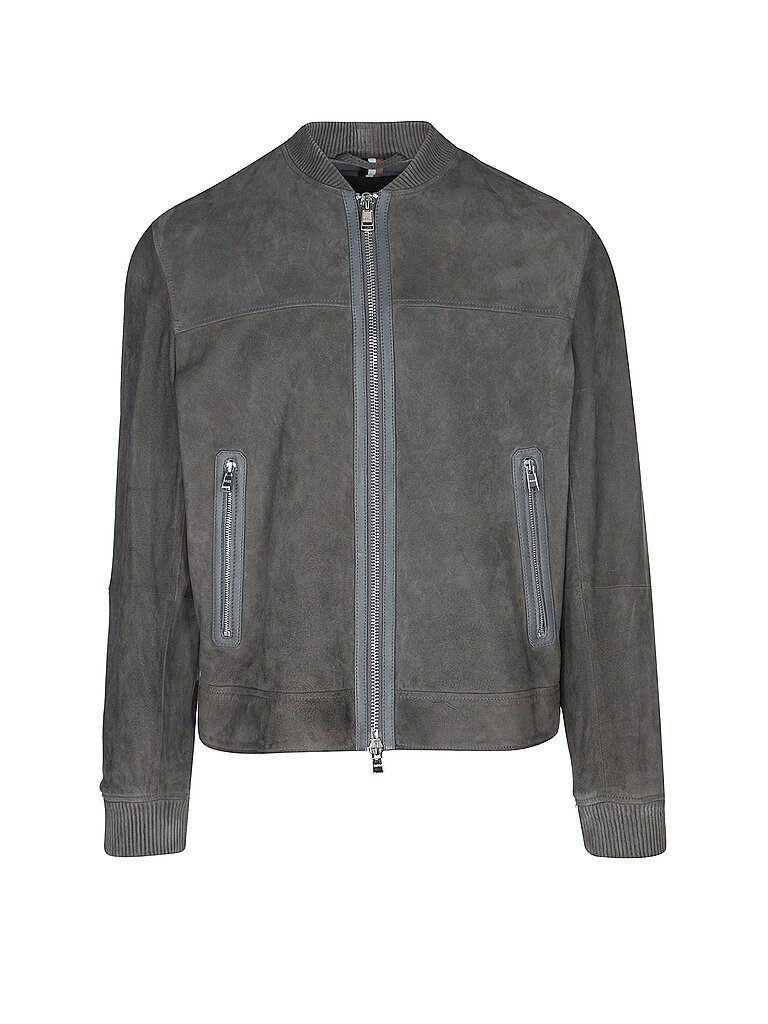 BOSS Lederjacke grau | 54