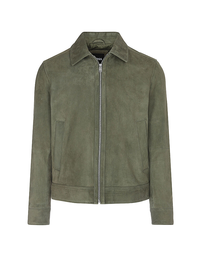 BOSS Lederjacke H-MALBANO dunkelgrün | 48