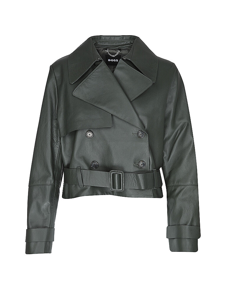 BOSS Lederjacke SATELA1  dunkelgrün | 36