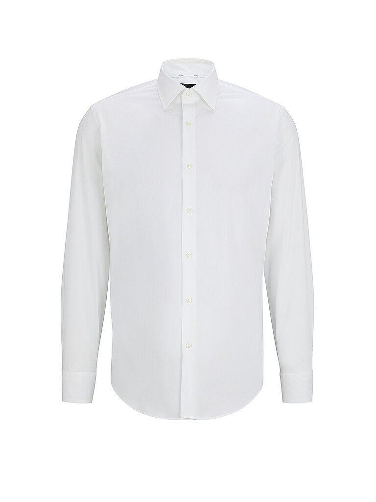 BOSS Herren H-JOE-C1-214 Regular-Fit Hemd aus elastischer Baumwoll-Popeline mit bügelleichtem Finish Weiß 39