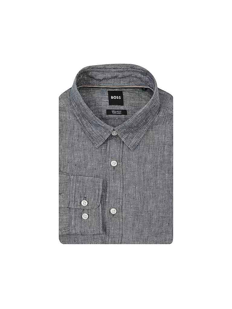 BOSS | Leinenhemd Regular Fit CHAMBRAY | blau