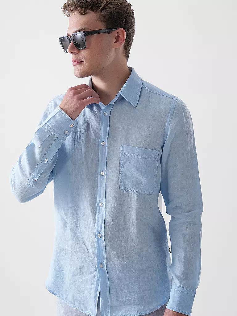 BOSS | Leinenhemd Regular Fit RELEGANT | hellblau