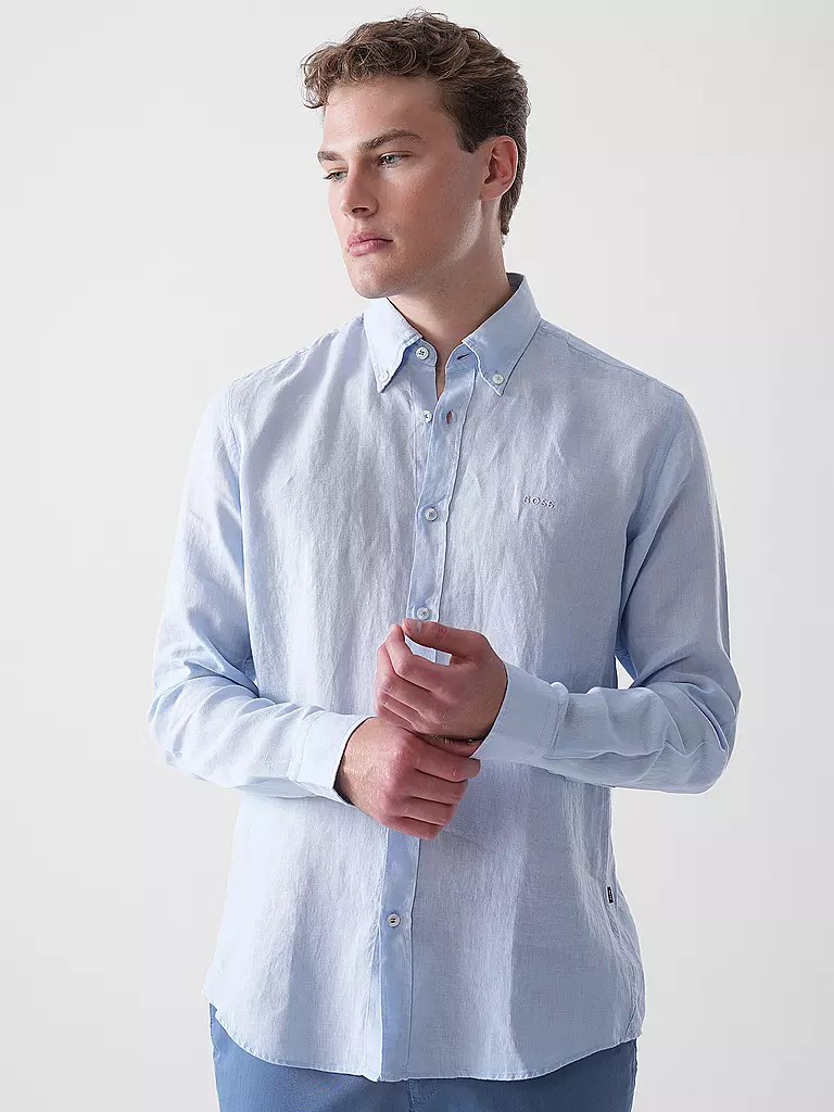 BOSS | Leinenhemd Slim Fit H-ROAN | hellblau