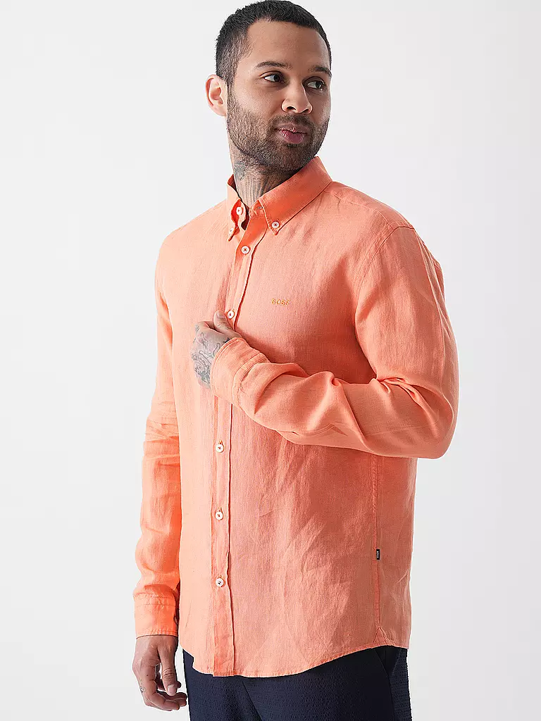 BOSS | Leinenhemd Slim Fit H-ROAN | orange
