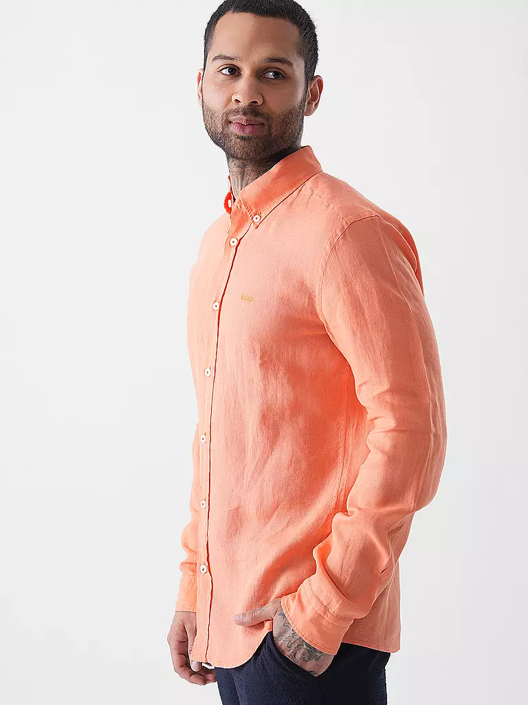 BOSS | Leinenhemd Slim Fit H-ROAN | orange