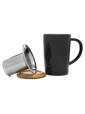 BREDEMEIJER | Tee-Becher mit Filter und Bambus-Deckel 0,4l Schwarz