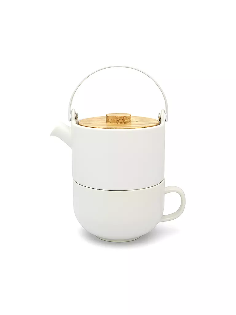 BREDEMEIJER | Tea for one Umea mit Bambusdeckel 0,5l Weiss | weiss