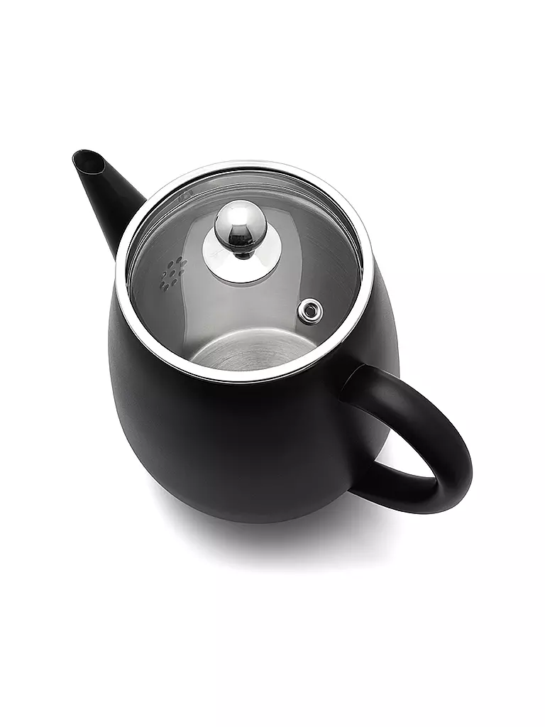BREDEMEIJER | Teekanne Duet® Eva 1,1L doppelwandig Schwarz/Glas | hellgrau