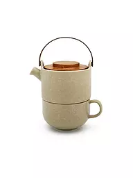BREDEMEIJER | Tea for one Umea mit Bambusdeckel 0,5l Weiss | camel