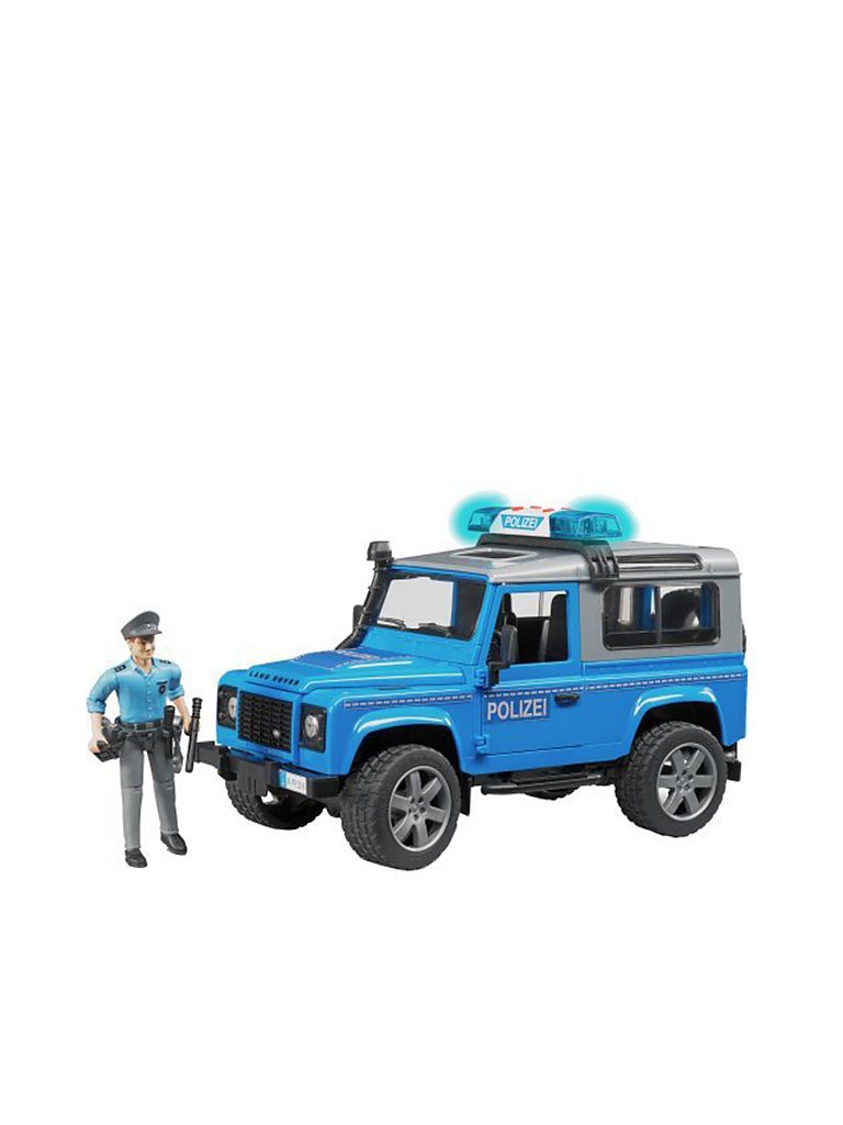 BRUDER Land Rover Defender Station Wagon Polizeifahrzeug mit Polizist und Ausstattung