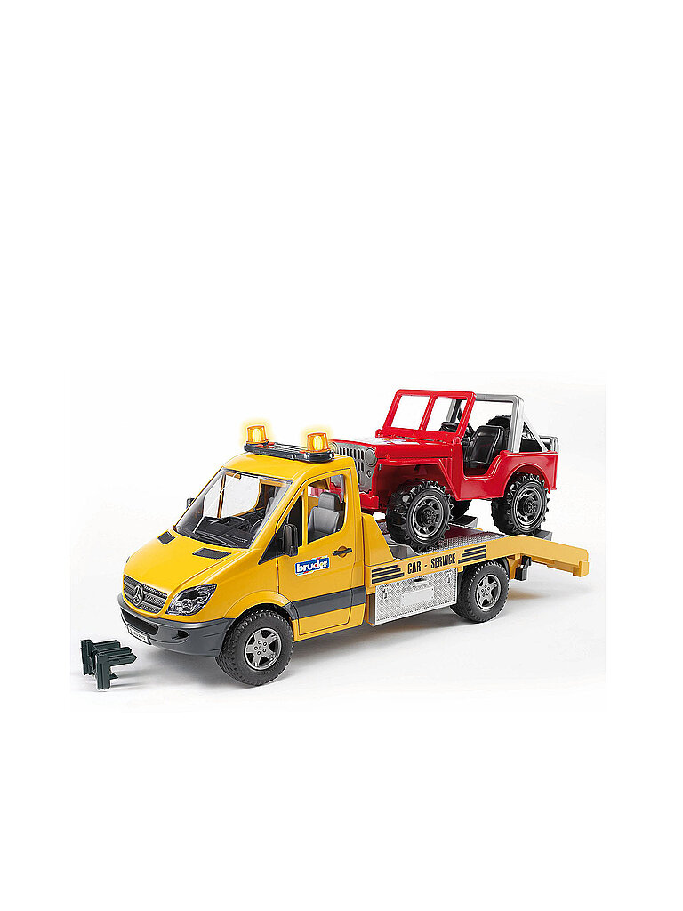 BRUDER MB Sprinter Autotransporter mit Geländewagen und Light & Sound Module 02535