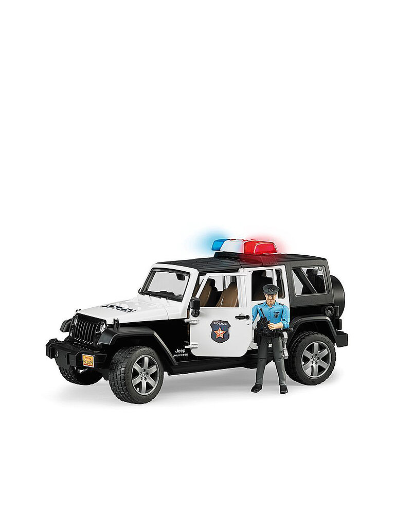 BRUDER Jeep Wrangler Rubicon Unlimited Polizeifahrzeug mit Polizist und Ausstattung 02526