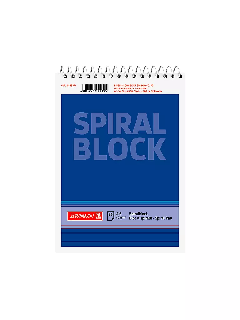 BRUNNEN VERLAG | Brunnen Spiralnotizblock A6 50 Blatt | keine Farbe