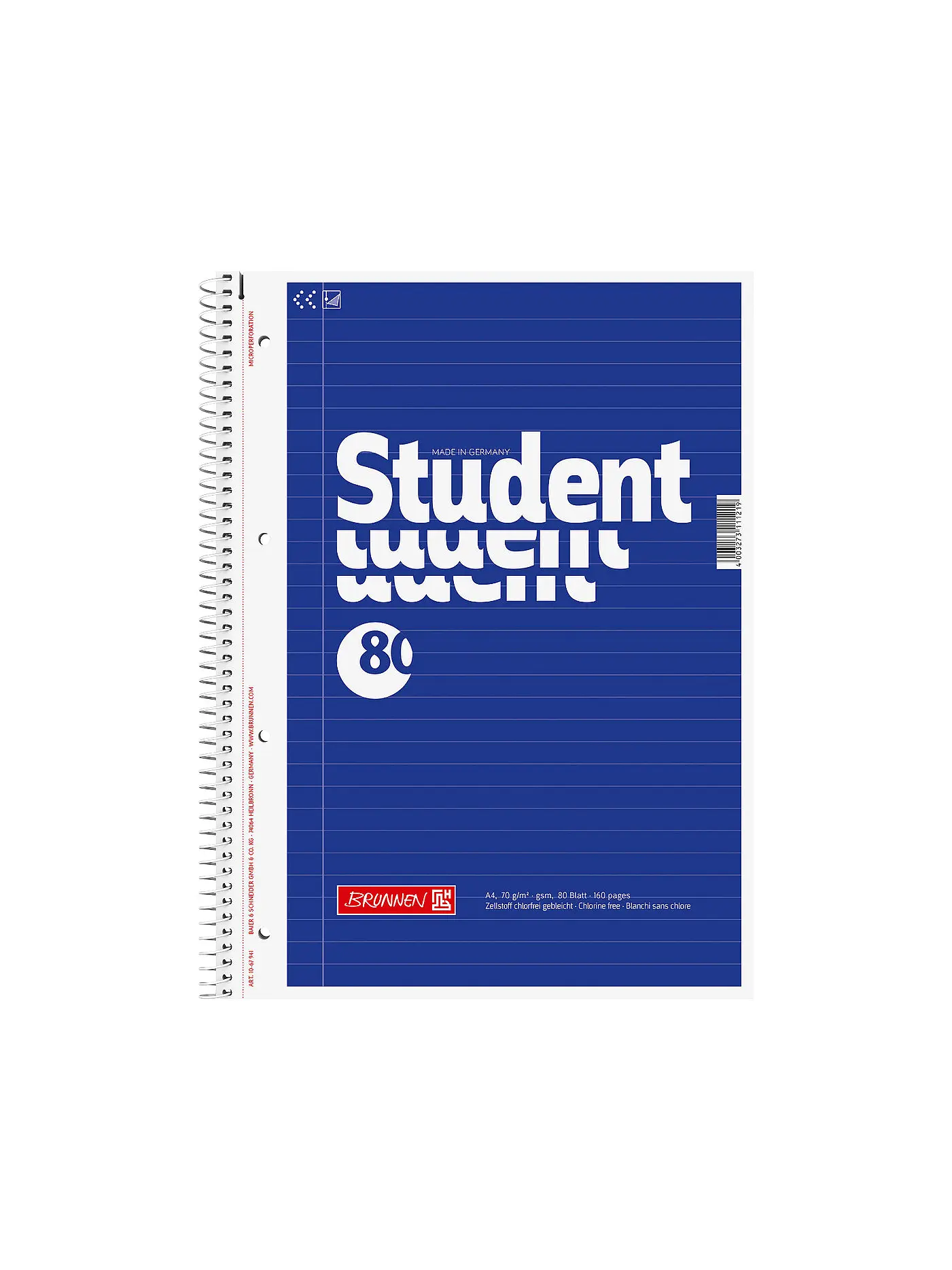 BRUNNEN VERLAG | Collegeblock A4 - liniert  | keine Farbe