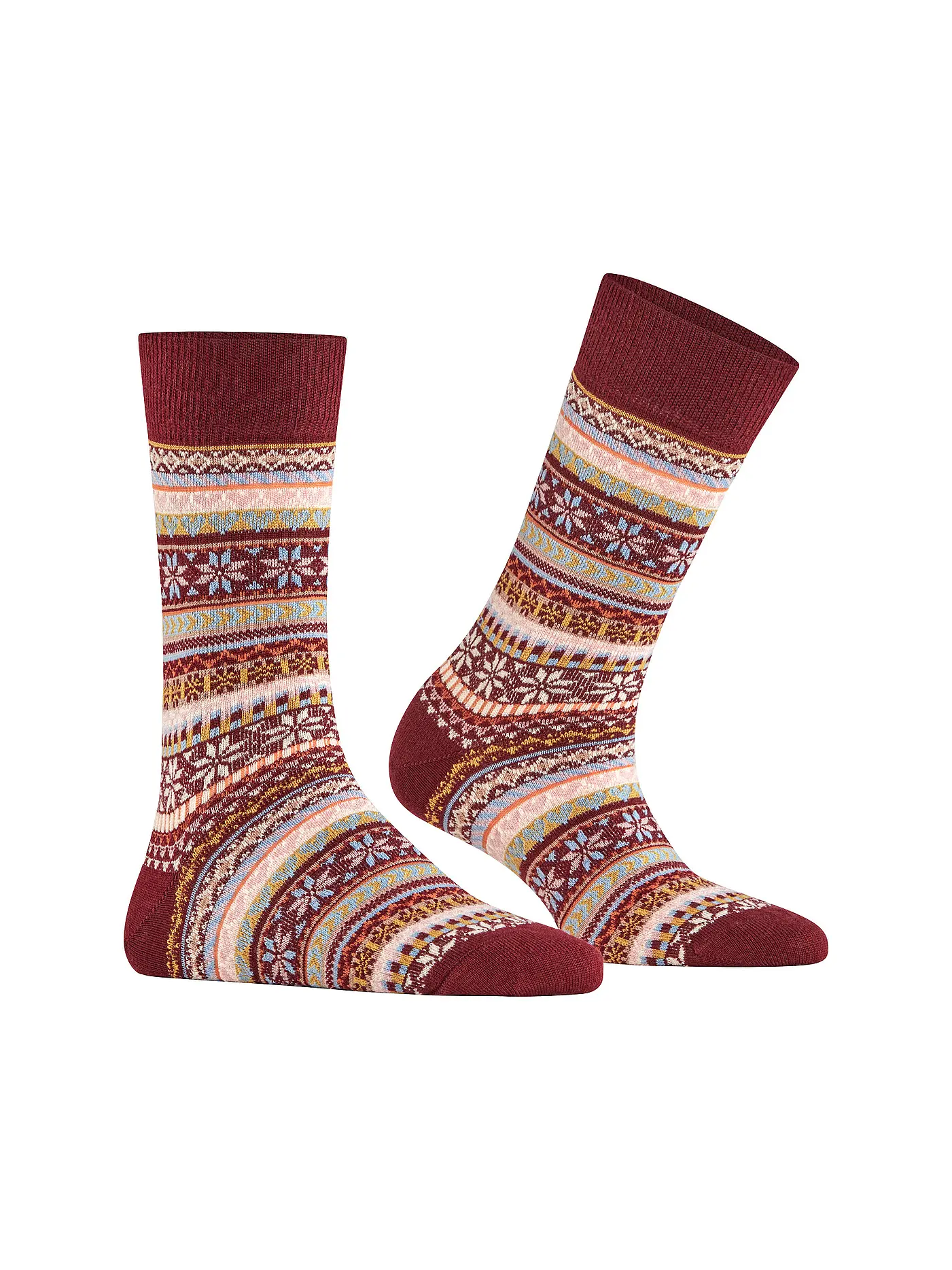 BURLINGTON | Damen Socken FAIR ISLE DELIGHT 36-41 claret | dunkelrot