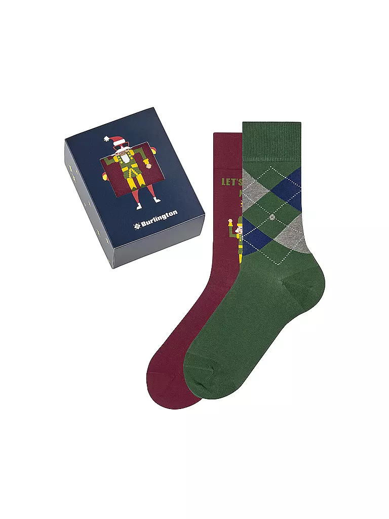 BURLINGTON | Herren Socken 2-er Pkg. X-MAS GIFT BOX 40-46 sortiment | dunkelrot