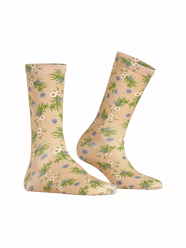 BURLINGTON | Socken FLORAL ROMANCE 36-41 sesame | hellgrün