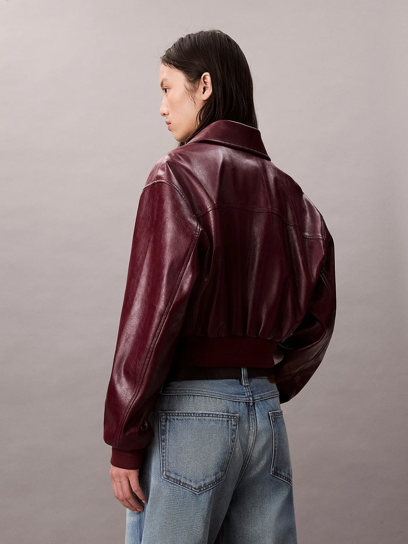 CALVIN KLEIN JEANS | Jacke in Lederoptik | dunkelrot