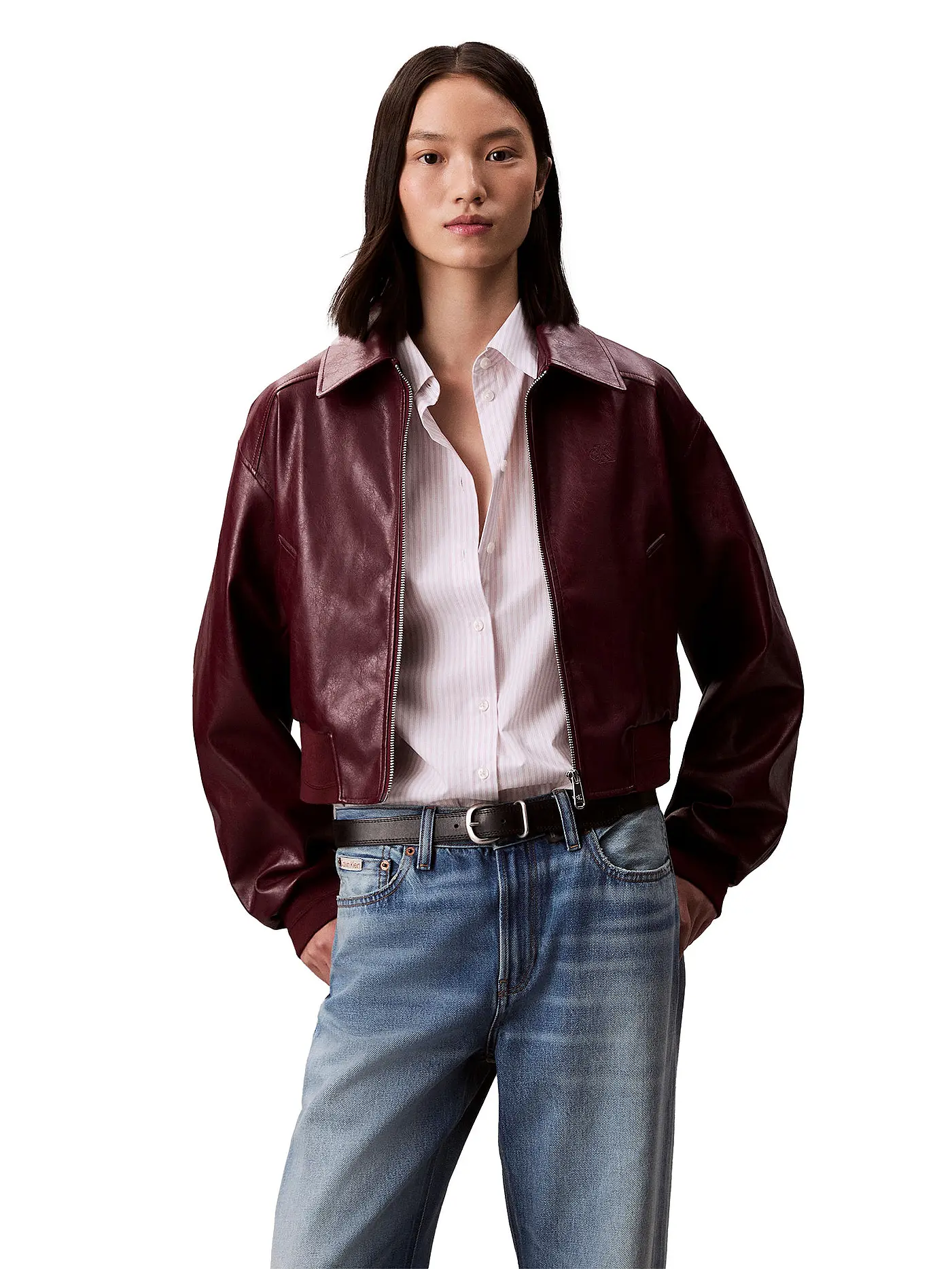 CALVIN KLEIN JEANS | Jacke in Lederoptik | dunkelrot