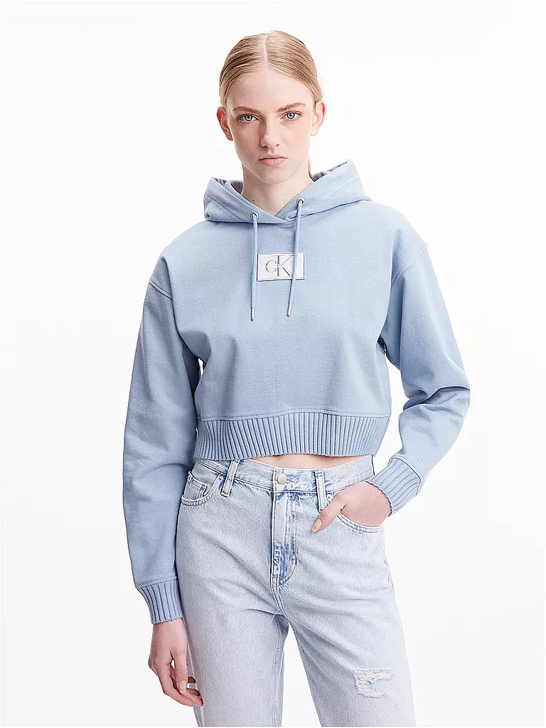 CALVIN KLEIN JEANS | Kapuzensweater - Hoodie Cropped Fit | hellblau