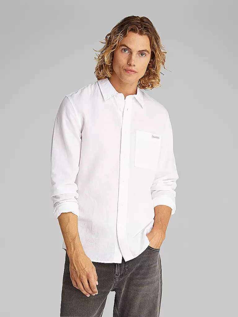 CALVIN KLEIN JEANS | Leinenhemd  | weiss