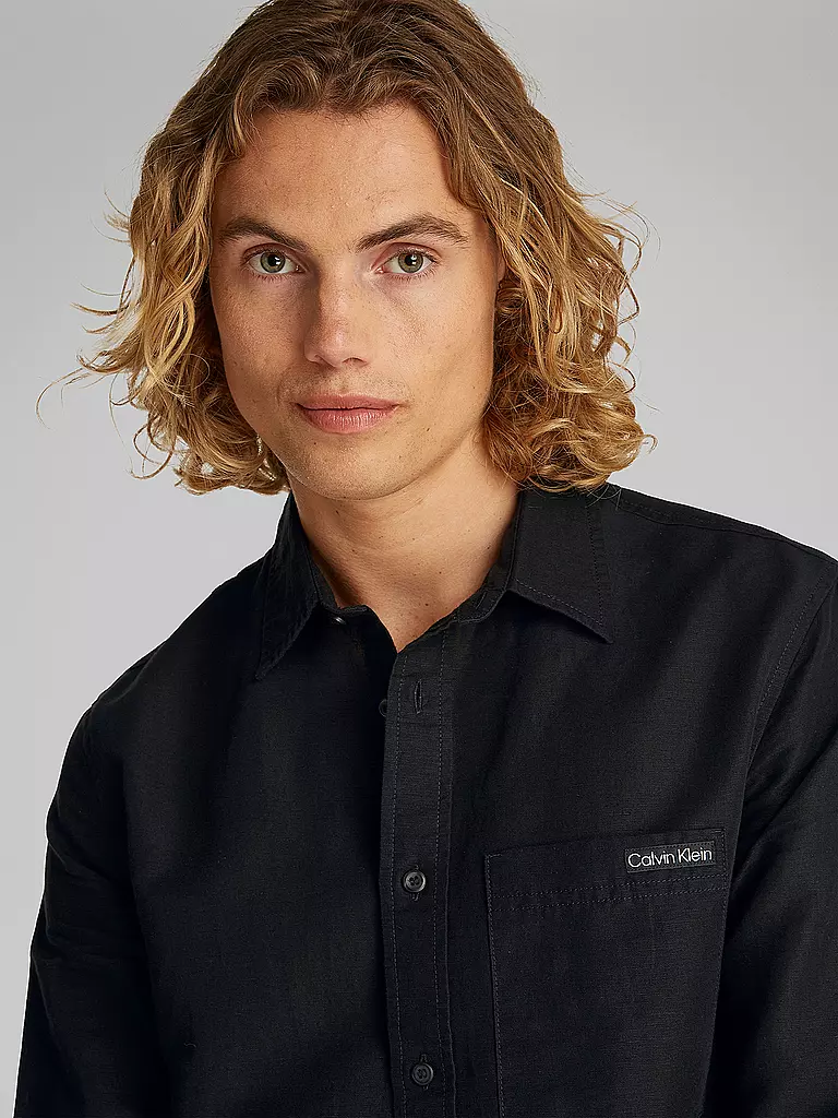 CALVIN KLEIN JEANS | Leinenhemd  | schwarz
