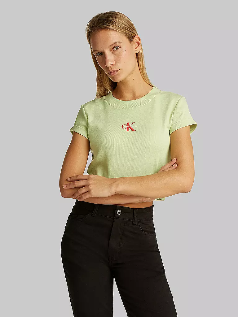 CALVIN KLEIN JEANS | T-Shirt Cropped Fit  | hellgrün