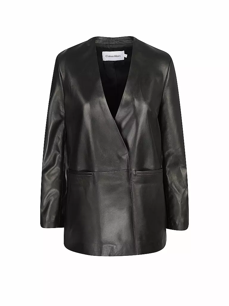 CALVIN KLEIN | Lederblazer | schwarz