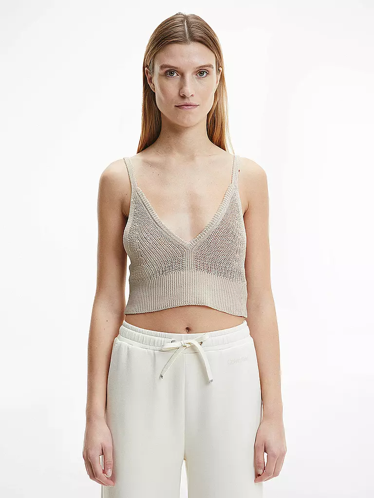 CALVIN KLEIN | Stricktop Cropped Fit | beige