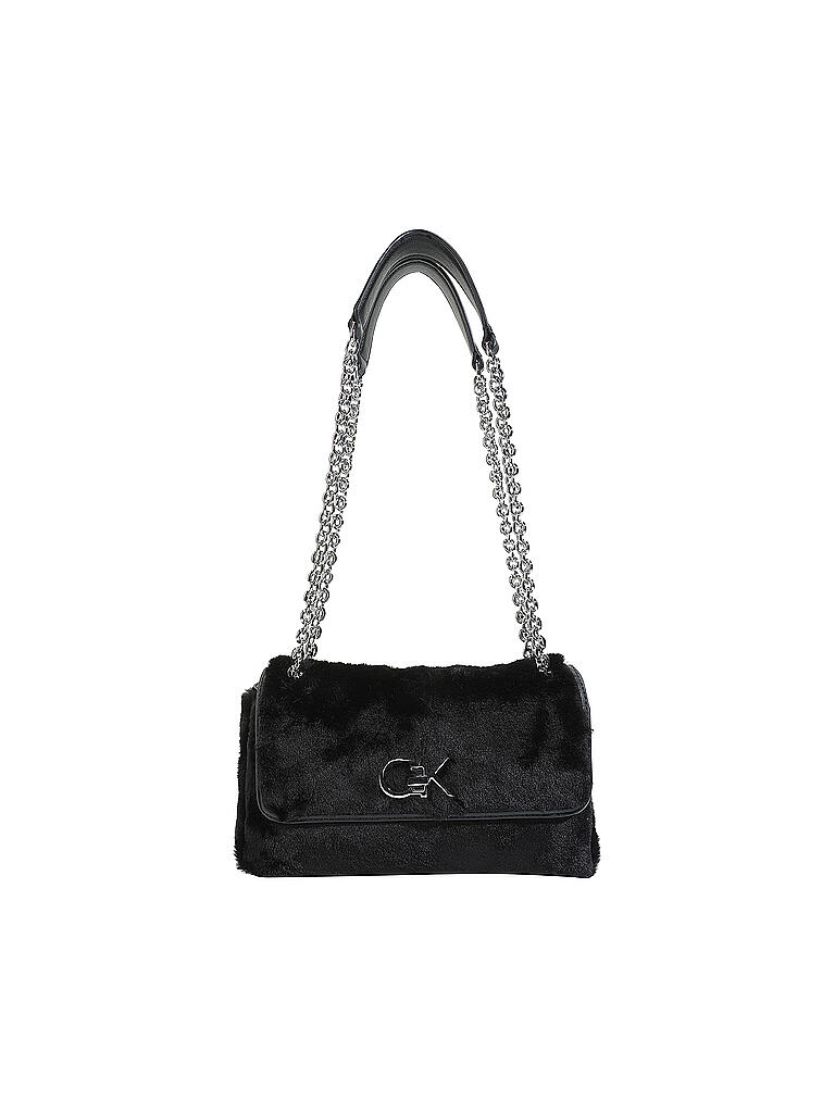 CALVIN KLEIN | Umhängetasche - Crossbody Bag aus Kunstpelz | schwarz