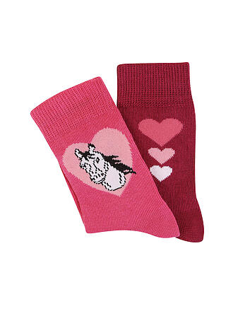 CAMANO | Mädchen Socken 2er Pkg Pferd fuchsia