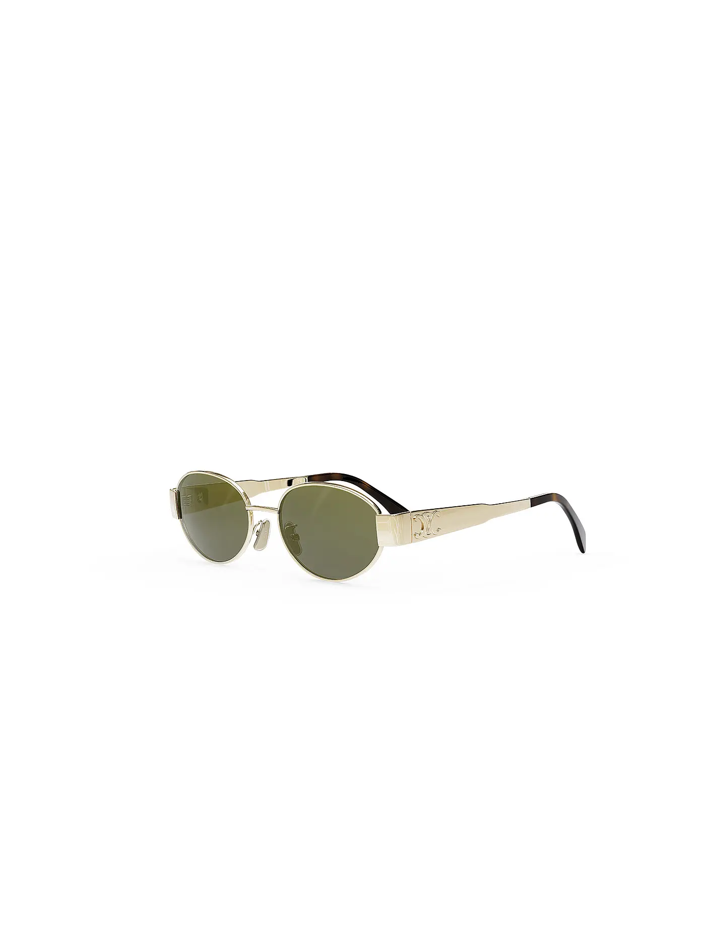 CELINE | Metal Triomphe schwarze ovale Sonnenbrille | gold