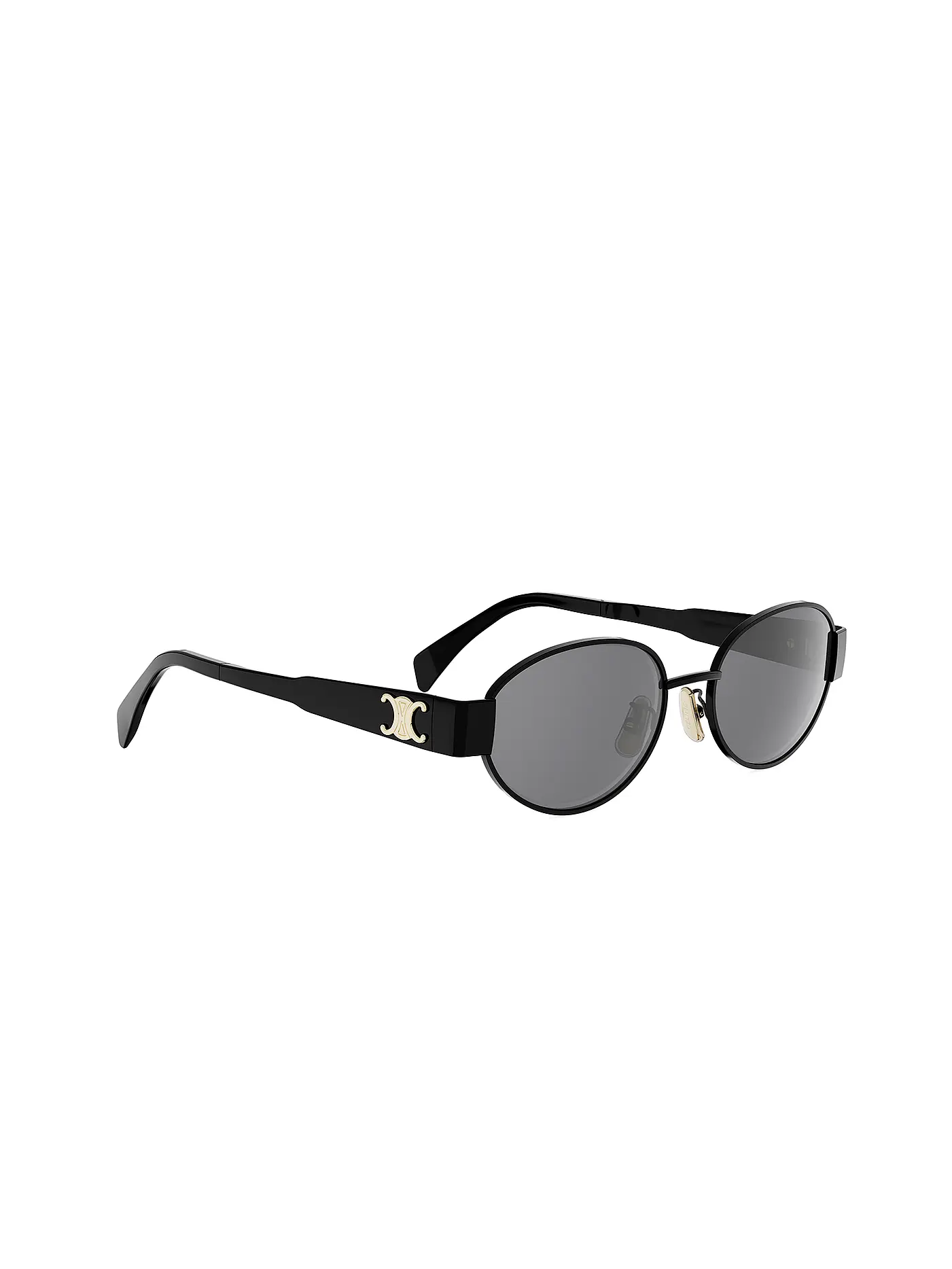CELINE | Metal Triomphe schwarze ovale Sonnenbrille | schwarz