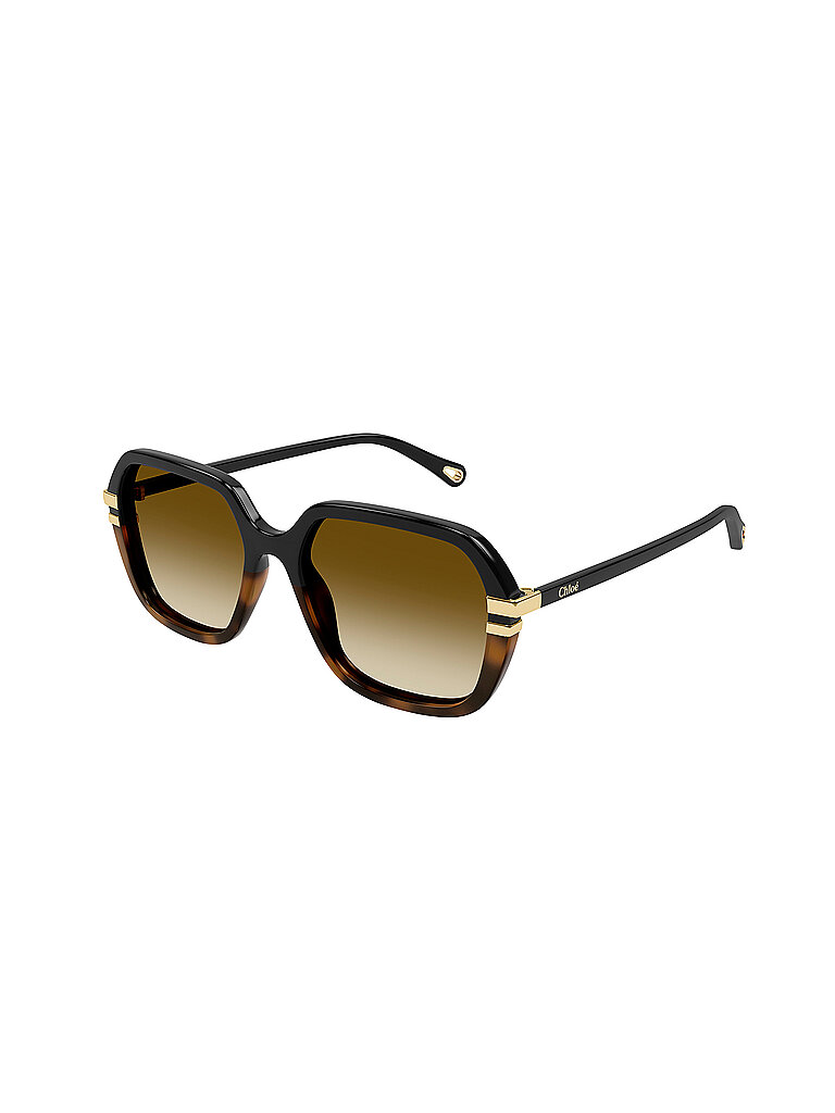 Chloé Damen Chloé CH0204S 003 Sonnenbrillen Acetat Schwarz Braun Quadratisch  Schattiert