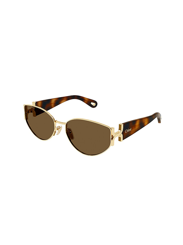 Chloé Damen Chloé CH0260S 002 Sonnenbrillen Metall Gold Braun Rund