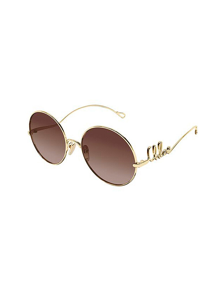 Chloé Damen Chloé CH0372S 001 Sonnenbrillen Metall Gold Braun Rund