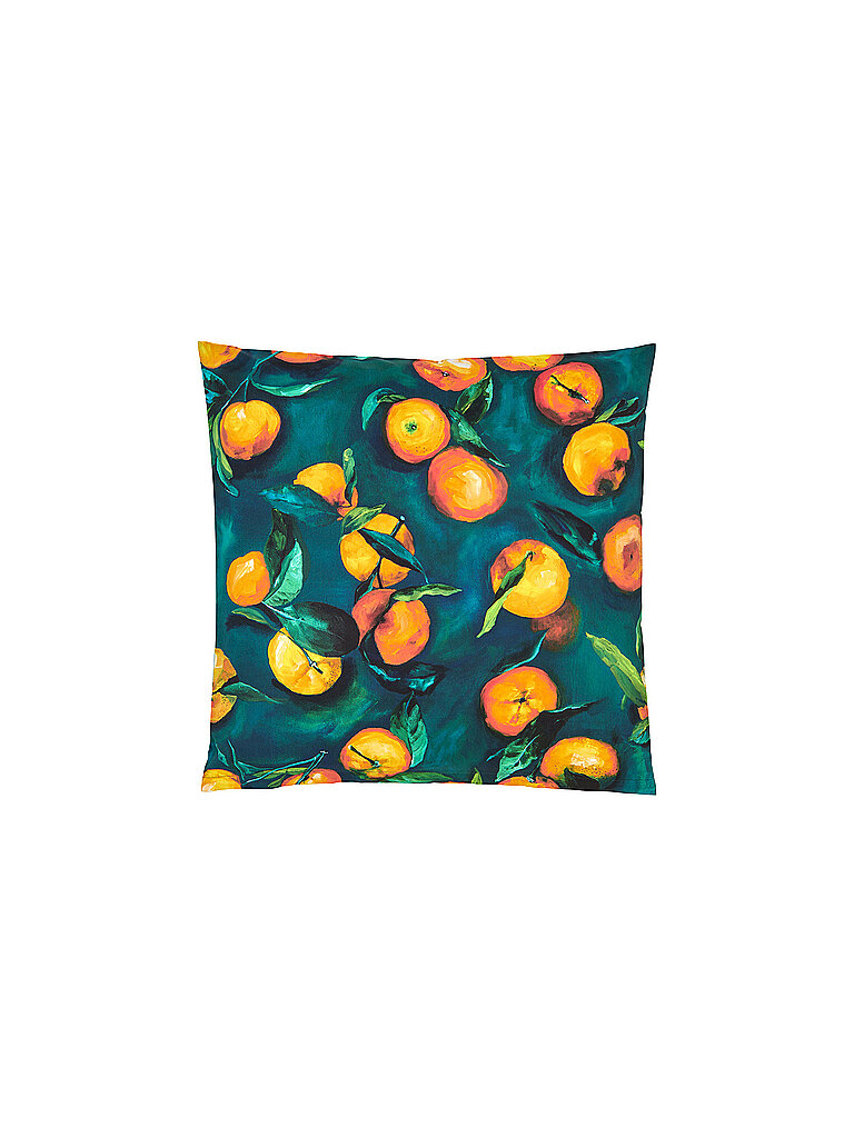 CHRISTIAN FISCHBACHER Satin Kissenbezug 70x90cm Orangerie Blau/Orange blau – CHRISTIAN FISCHBACHER