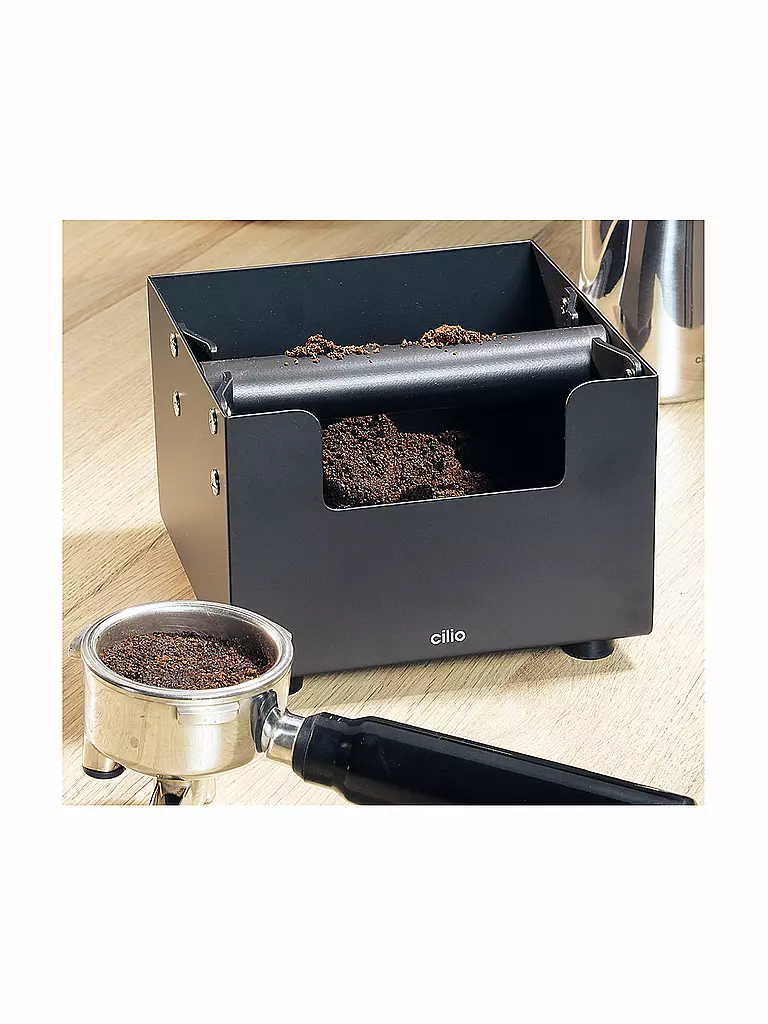 CILIO | Espresso-Ausschlagdose 16x16cm BARISTA Edelstahl Schwarz | schwarz