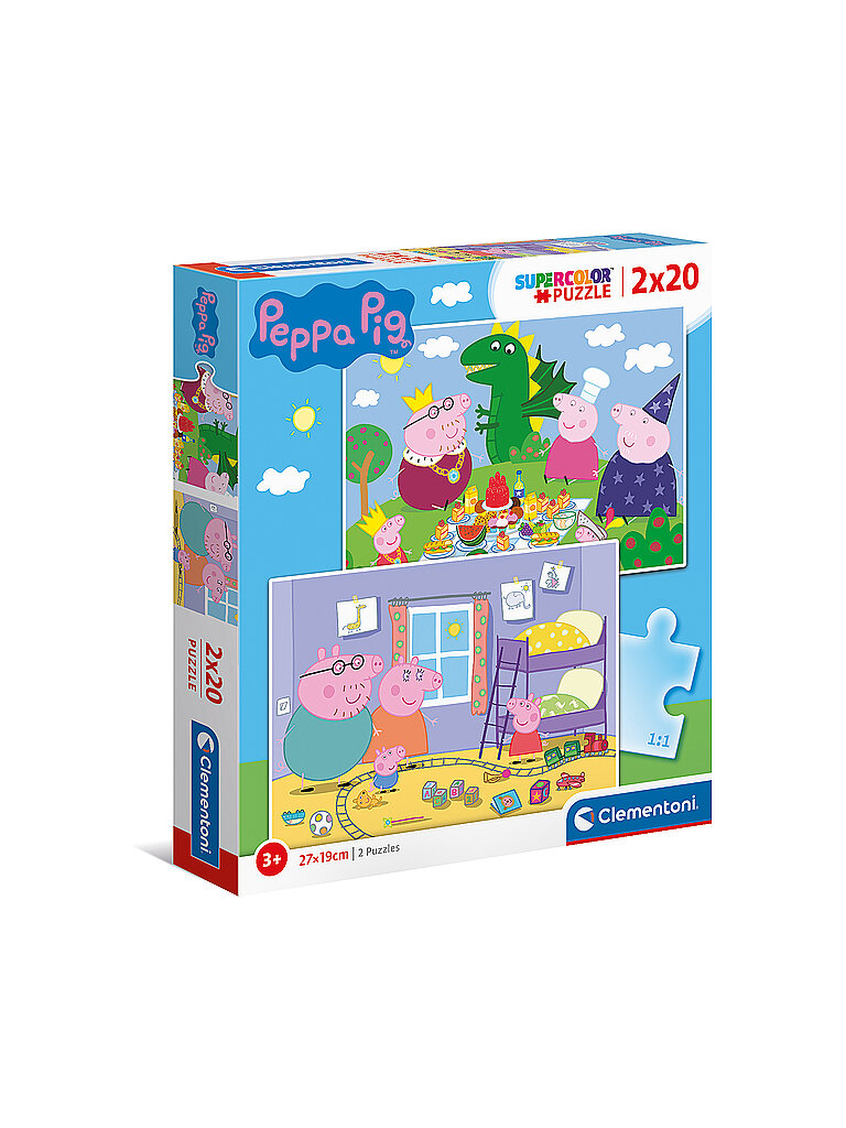 CLEMENTONI Kinderpuzzle 2 x 20 Teile Supercolor Peppa Pig